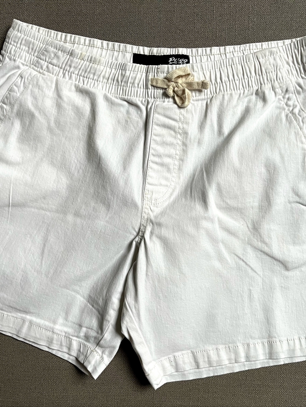 Plegg shorts white 7" inseam, size Large
